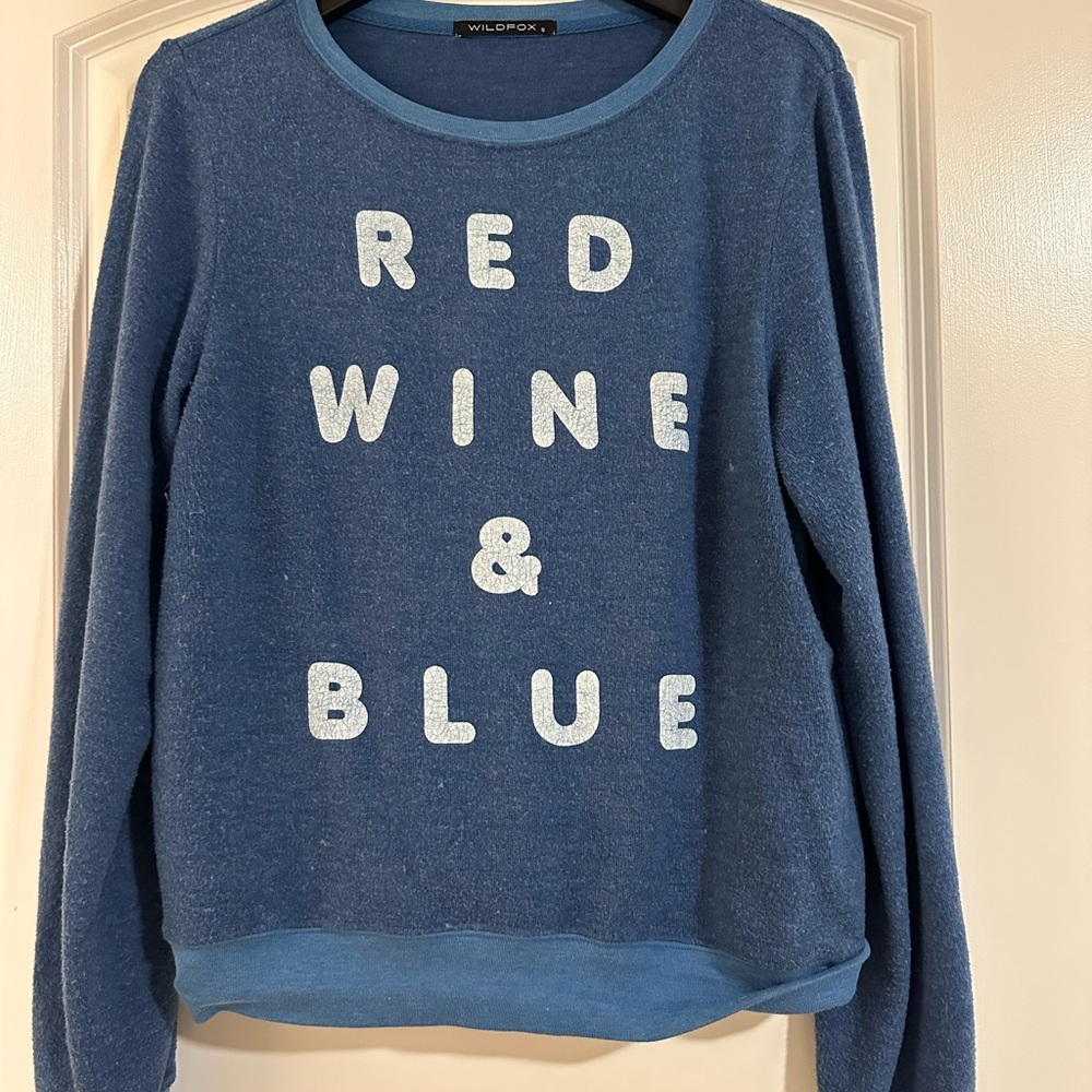 Wildfox Red Wine & Blue Jumper Sweater - gentle wear